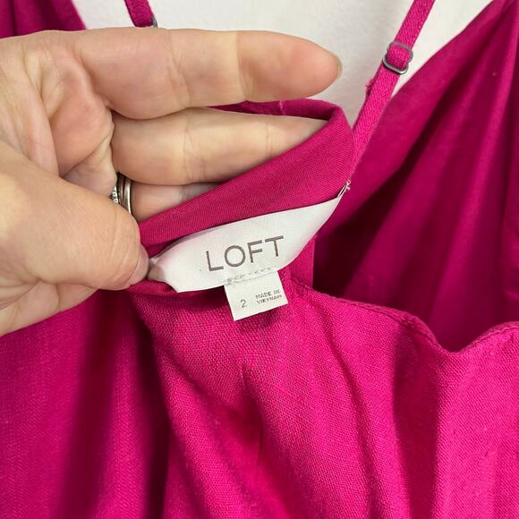 Loft Pink Sleeveless Midi Dress Size 2 Bow Front Tiered Coquette Barbiecore - Picture 8 of 10